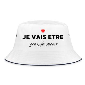 Ich werde eine große Schwester sein - Bucket Hat - Weiß/Navy - Vorne