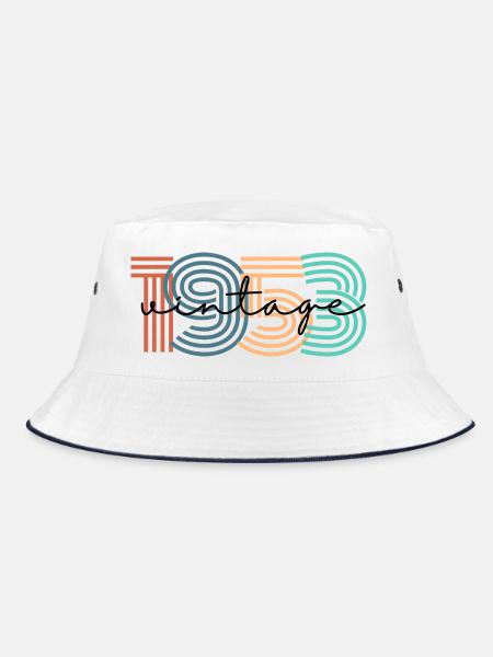 1953 Vintage Retro - Bucket Hat - Weiß/Navy - Vorne