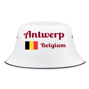 Antwerp Belgium- Stylish prints - Bucket Hat - white/navy - Front