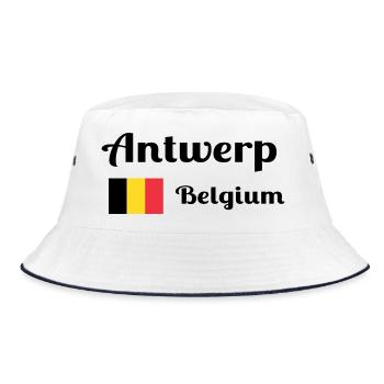 Antwerp Belgium- Stylish prints - Bucket Hat - white/navy - Front