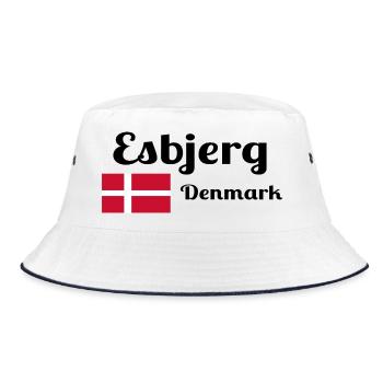 Esbjerg, Denmark - Stylish prints - Bucket Hat - white/navy - Front
