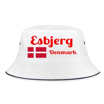 Esbjerg, Denmark - Stylish prints - Bucket Hat - white/navy - Front