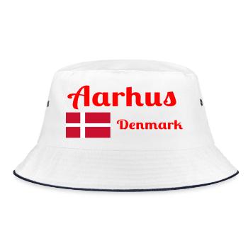Aarhus Dänemark - Stylische Drucke - Bucket Hat - Weiß/Navy - Vorne