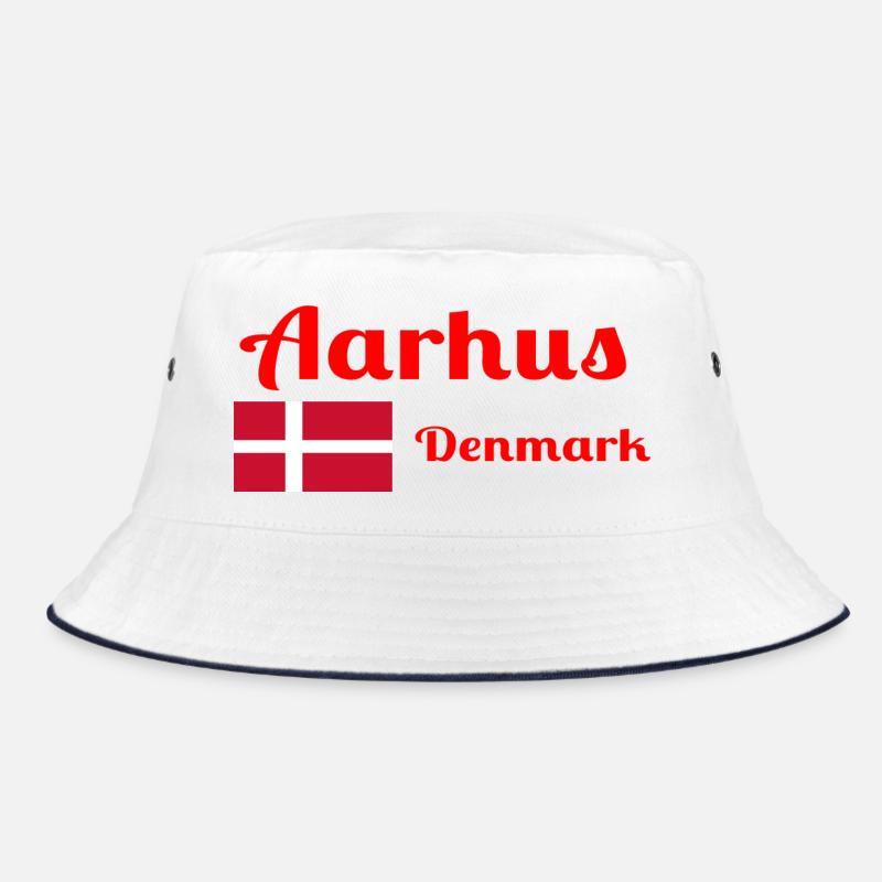 Aarhus Denmark - Stylish prints - Bucket Hat - white/navy