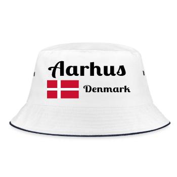 Aarhus Dänemark - Stylische Drucke - Bucket Hat - Weiß/Navy - Vorne
