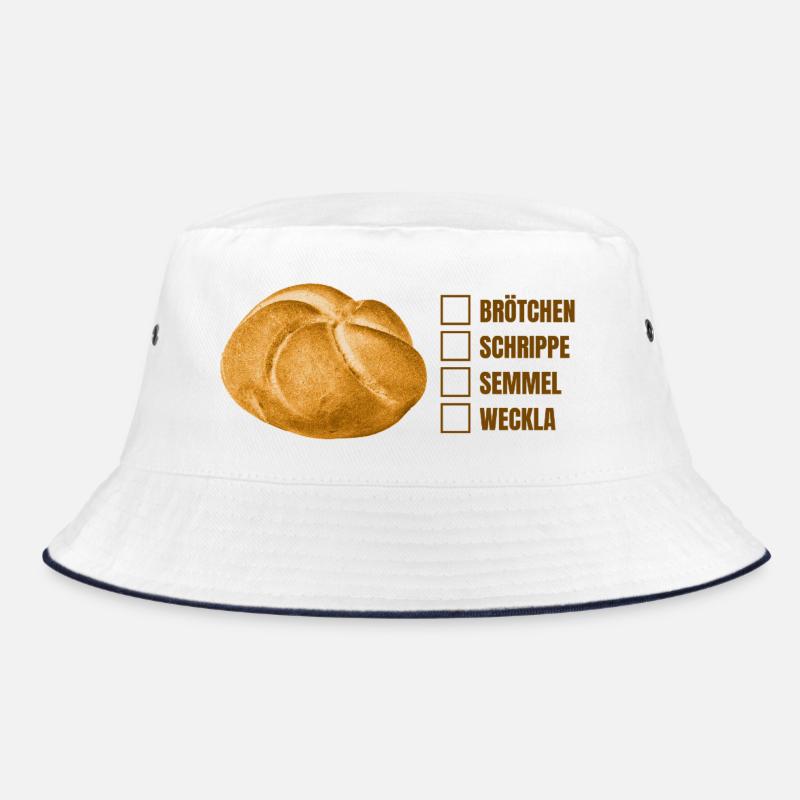 Brötchen oder Semmel? – Lustiges Dialekt-Design - Bucket Hat - Weiß/Navy