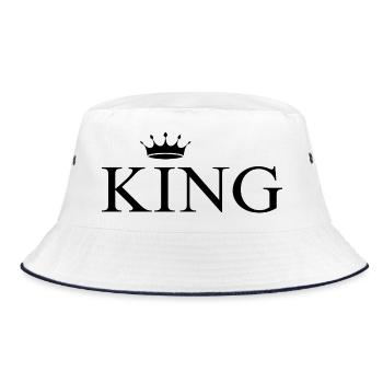 KING - Bucket Hat - Weiß/Navy - Vorne