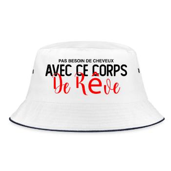 No need for hair with this dream body - Bucket Hat - white/navy - Front