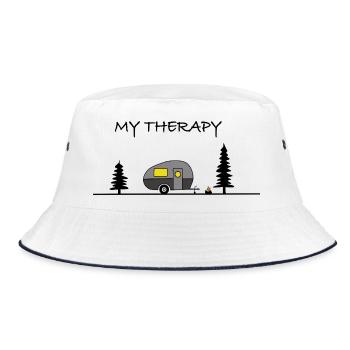 My Therapy - Camping - Bucket Hat - white/navy - Front