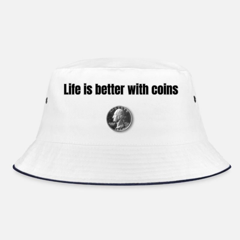 Life is better with Coins - Black - Bucket Hat - white/navy