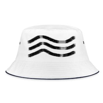 Black and white wavy line - Bucket Hat - white/navy - Front