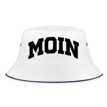 MOIN – North German in college style - Bucket Hat - white/navy - Front
