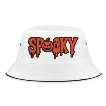 Spooky Halloween Pumpkin & Ghost - Bucket Hat - white/navy - Front