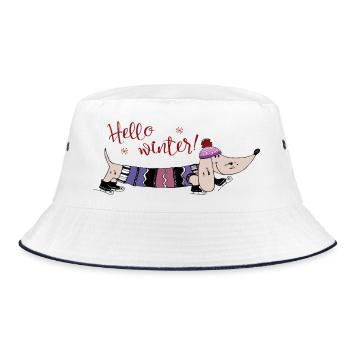 Hello Winter - Bucket Hat - Weiß/Navy - Vorne