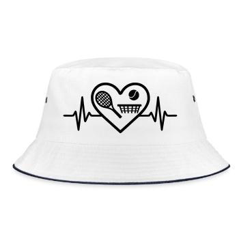 Tennis Heart Racket Ball Net - Bucket Hat - white/navy - Front