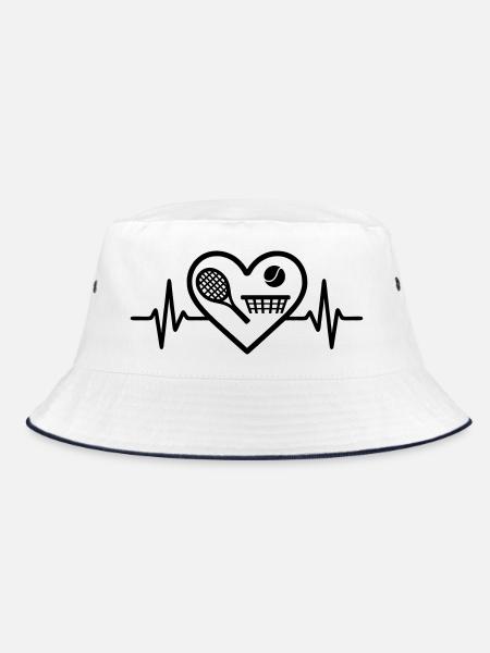 Tennis Heart Racket Ball Net - Bucket Hat - white/navy - Front