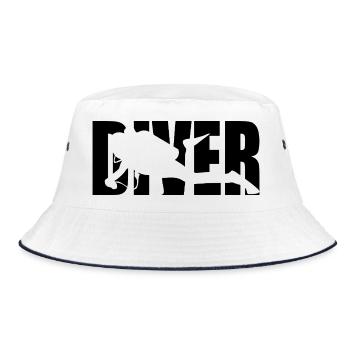 Classic Diver Design – Depth & Adventure - Bucket Hat - white/navy - Front