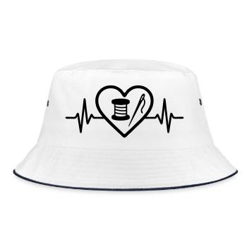 Heart + Sewing – Sewing Passion - Bucket Hat - white/navy - Front