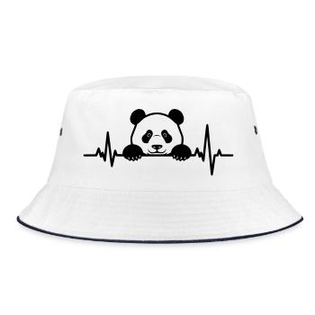 Süßer Panda Herzschlag Linienstil - Bucket Hat - Weiß/Navy - Vorne
