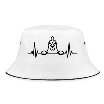 Huhn Herzschlag Cartoon Grafik - Bucket Hat - Weiß/Navy - Vorne