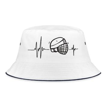Eishockey-Torwart-Rhythmus-Sport-Herzhelm - Bucket Hat - Weiß/Navy - Vorne