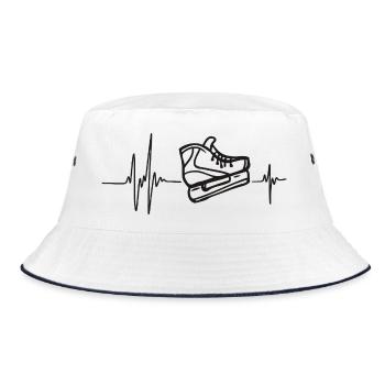 Eisschlittschuhe, Eiskunstlauf, Eishockey, Herzrhythmus - Bucket Hat - Weiß/Navy - Vorne
