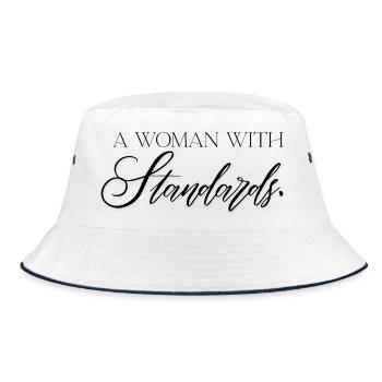 A Woman With Standards – self-confident statement - Bucket Hat - white/navy - Front