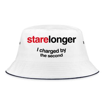 Stare Longer. I charge by the second! - Bucket Hat - white/navy - Front