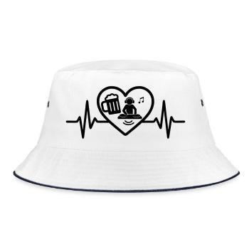 Heart DJ Beer - Bucket Hat - white/navy - Front