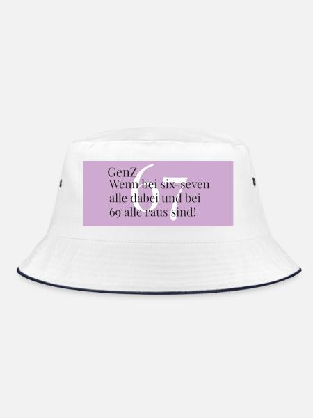 GenZ - six seven - Everyone is there - Bucket Hat - white/navy - Front