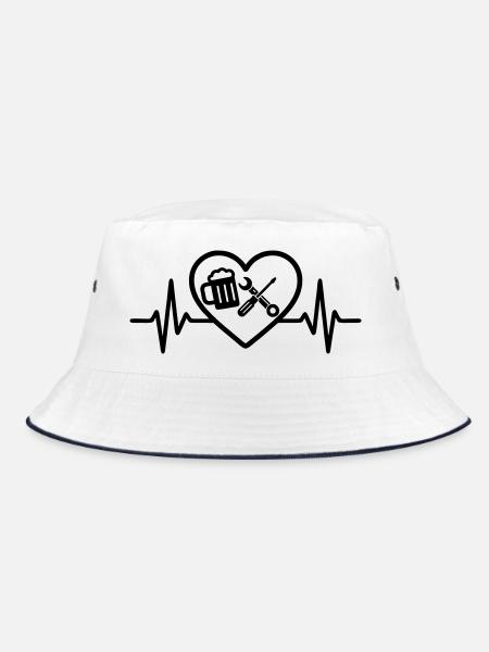 Heart Beer DIY Humor - Bucket Hat - white/navy - Front