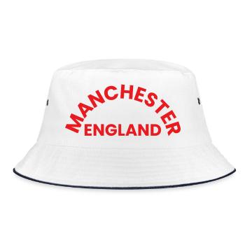 Manchester England Circular Logo - Bucket Hat - white/navy - Front