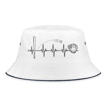Ich liebe Baseball! - Baseball-Herzschlag - Bucket Hat - Weiß/Navy - Vorne