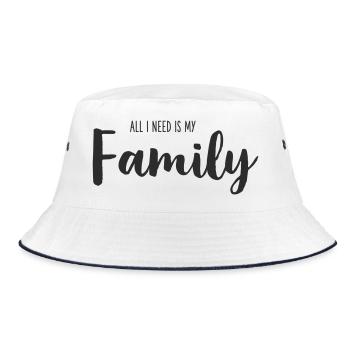 All I Need Is My Family – Hand Lettering - Bucket Hat - white/navy - Front