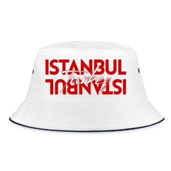 Modern Istanbul Turkey Mirrored Typography Art - Bucket Hat - white/navy - Front