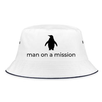 Man on a mission - nihilist penguin design - Bucket Hat - white/navy - Front