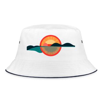 Sunrise Horizon – Minimal Horizon Design - Bucket Hat - white/navy - Front