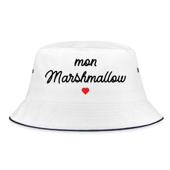 Mein Rotes Herz-Marshmallow - Bucket Hat - Weiß/Navy - Vorne