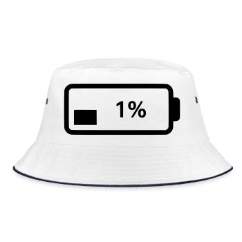 Battery symbol charge level 1% - Bucket Hat - white/navy - Front