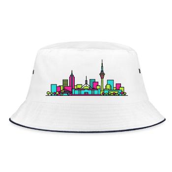 Canberra City Skyline Parliament Modern Art - Bucket Hat - white/navy - Front