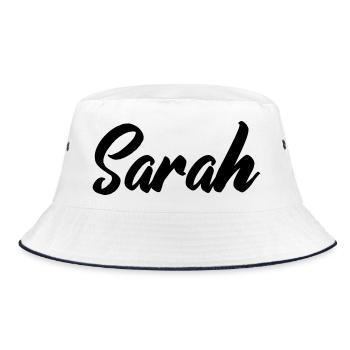 sarah_name - Bucket Hat - Weiß/Navy - Vorne