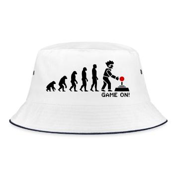 Evolution zum Gamer Pixel Look - Bucket Hat - Weiß/Navy - Vorne