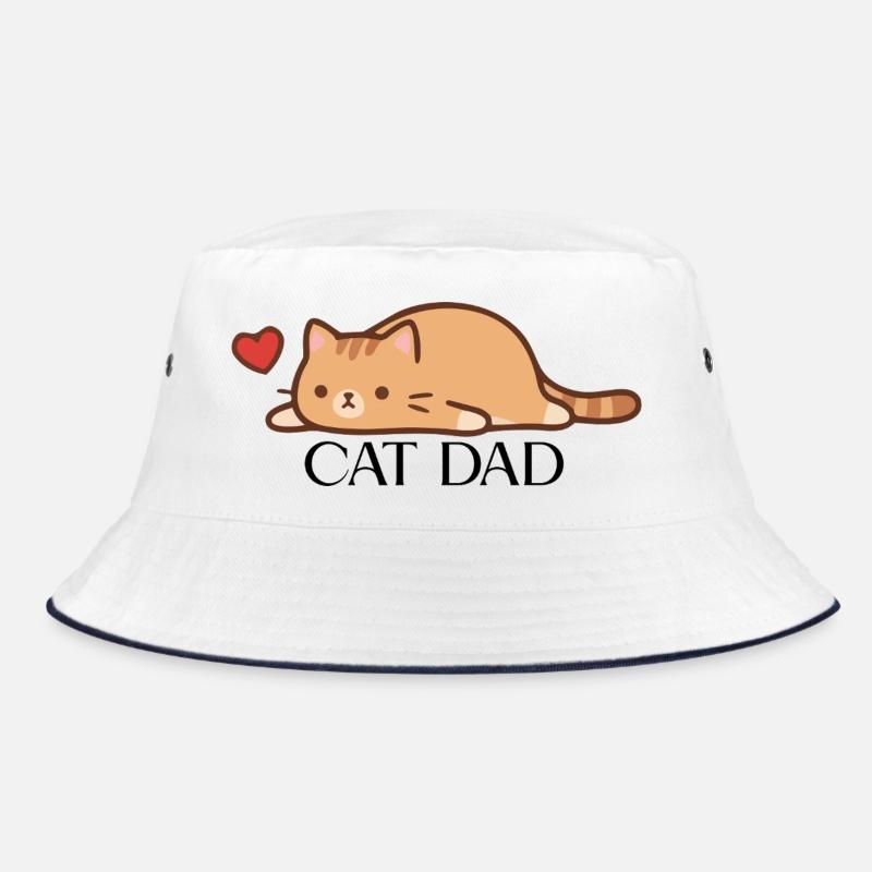 CAT_DAD - Bucket Hat - Weiß/Navy