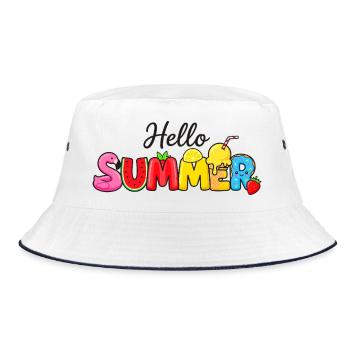 Hello Summer Obstbuchstaben - Bucket Hat - Weiß/Navy - Vorne