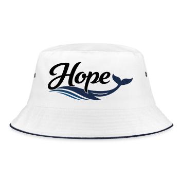 Hope Whale Ocean Wave Logo - Bucket Hat - white/navy - Front