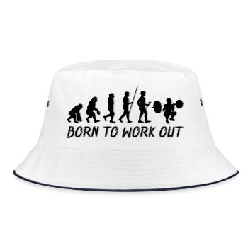 Born to Work out - Fitness Evolution Human - Bucket Hat - white/navy - Front