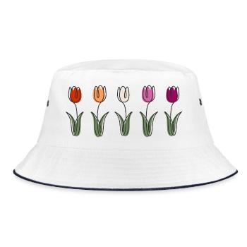 Tulipes dans une variété de couleurs Motif floral - Bob - blanc/marine - Devant