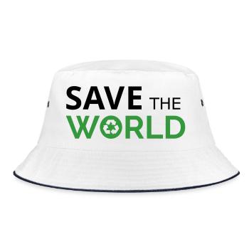 Save the world - Bucket Hat - white/navy - Front