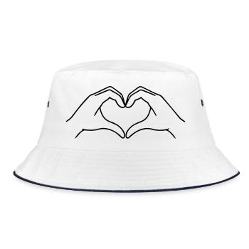 Heart Hands Line Art | K-Pop Love - Bucket Hat - white/navy - Front