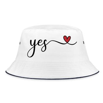 yes - Bucket Hat - white/navy - Front